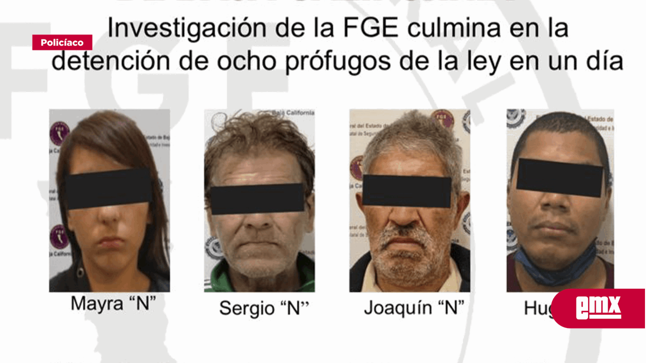 Investigación de la FGE culmina con la aprehensión de ocho prófugos de