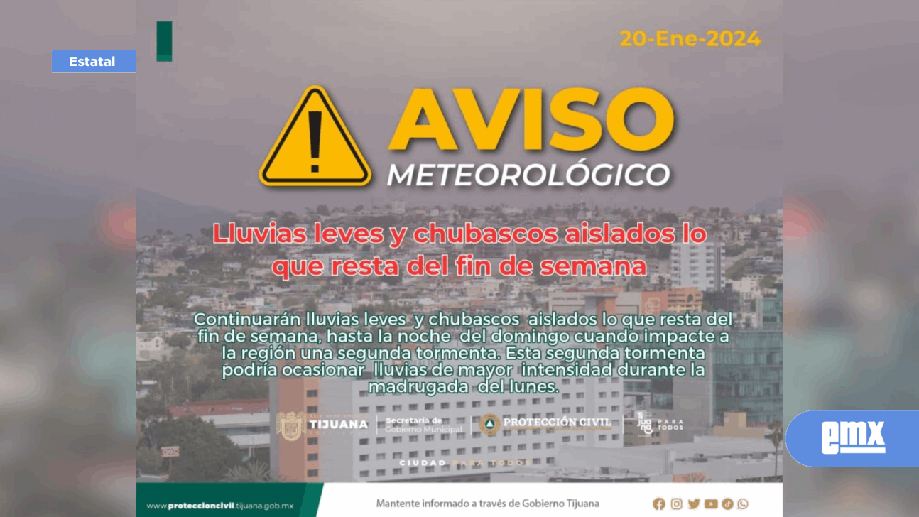 AVISO METEOROLÓGICO DE PROTECCIÓN CIVIL TIJUANA El Mexicano