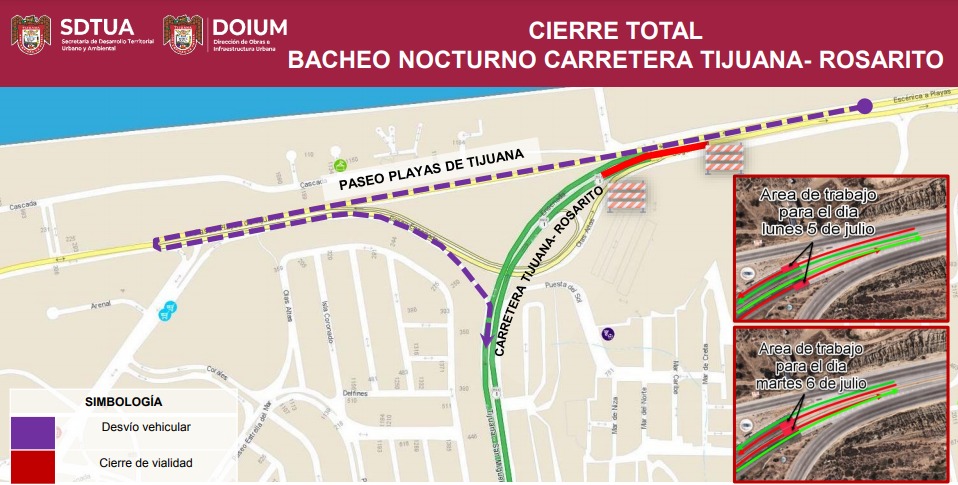 EMX-Anuncian cierre total de vialidad de acceso a caseta de cuota Tijuana-Rosarito