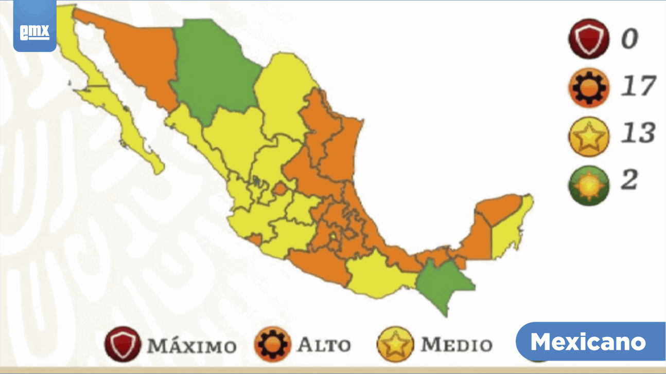 EMX-Semáforo COVID-19 en México: Chihuahua y Chiapas estarán en color verde y ningún estado en rojo