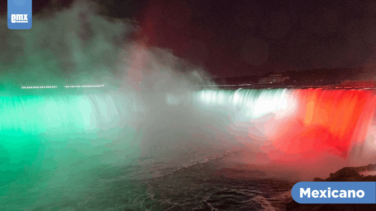 EMX-¡Viva México! Cataratas del Niágara son iluminadas con los colores patrios