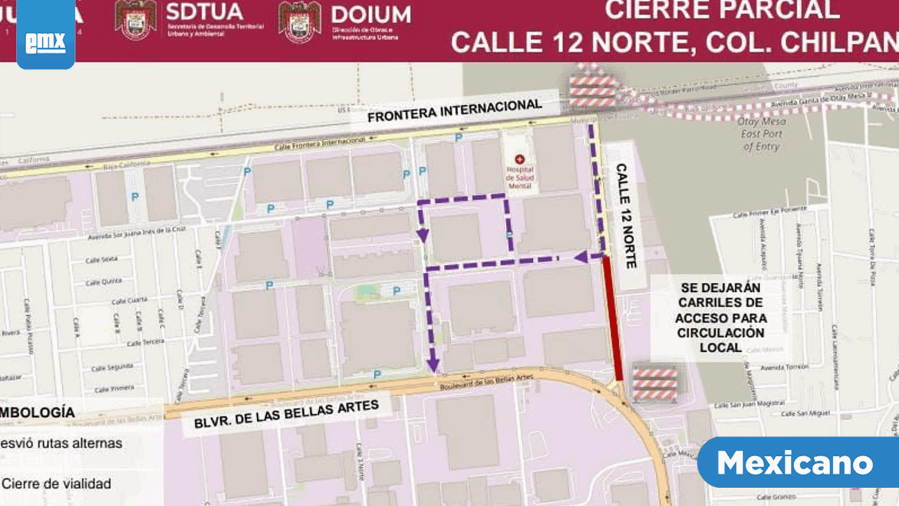EMX-Anuncian cierre parcial de calle 12 Norte