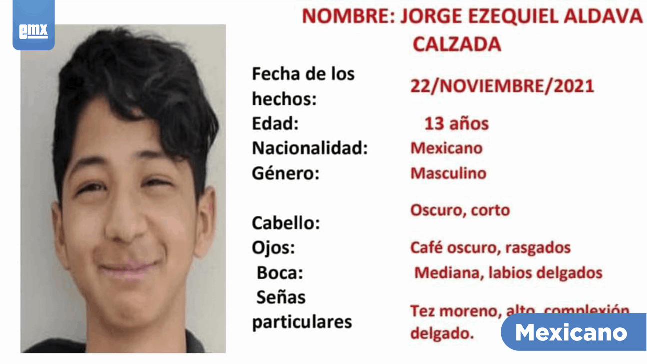 EMX-Buscan Jorge Ezequiel, de 13 años de edad