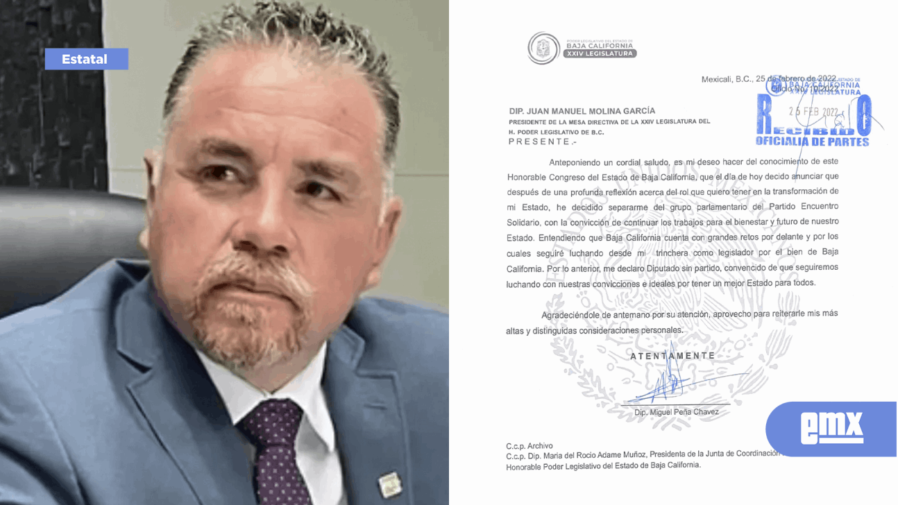 EMX-La renuncia del diputado local Miguel “Sammy” Peña al PES
