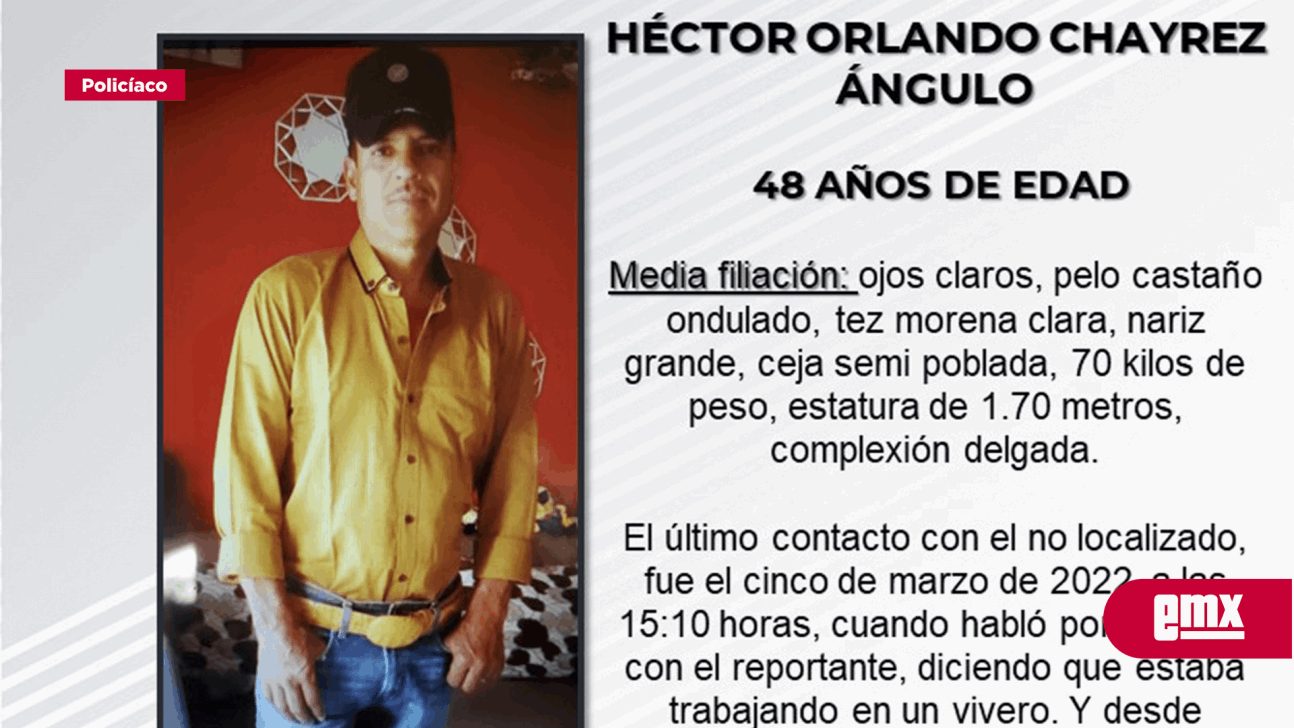 EMX-Pesquisa de hombre de 48 años, Héctor Orlando Chayrez Ángulo 