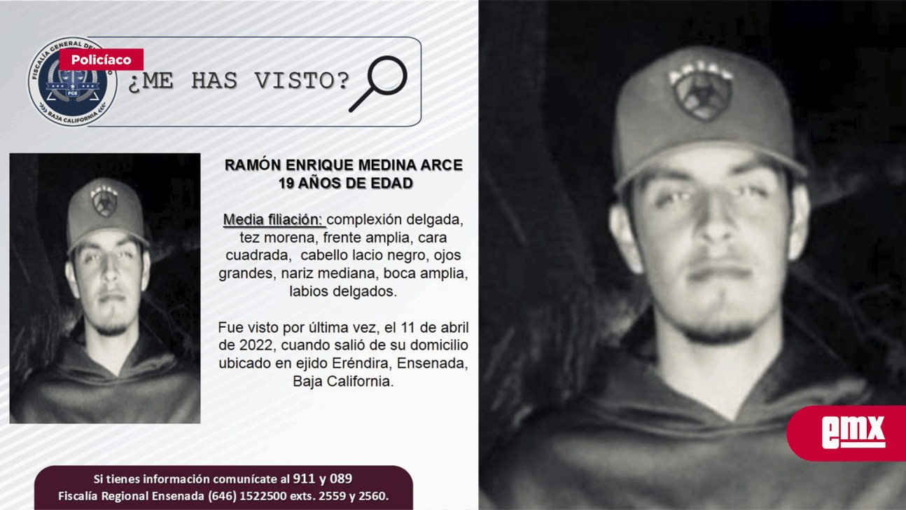 EMX-Buscan a Ramón Enrique Medina Arce de 18 años de edad 