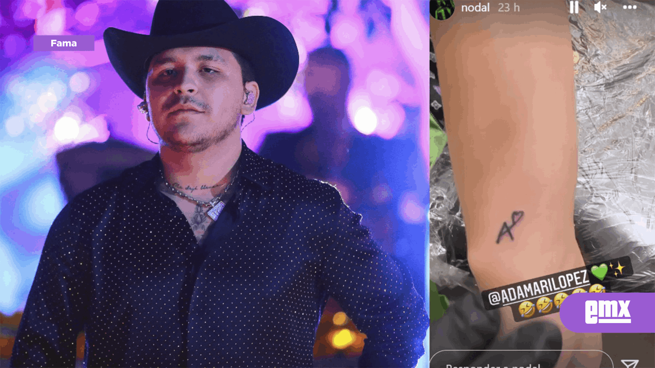 EMX-Christian Nodal le hace un tatuaje a Adamari López