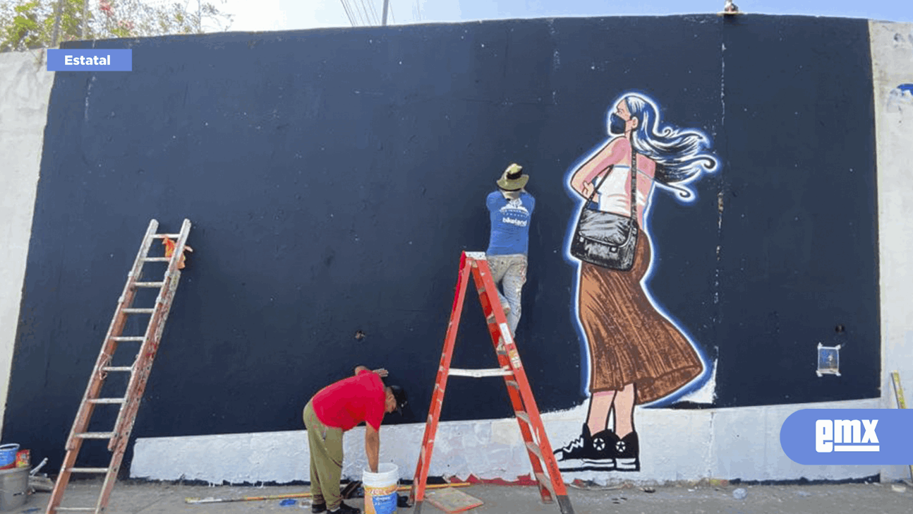 EMX-Pintan mural de Debanhi Escobar en la bajada del aeropuerto de la colonia Libertad