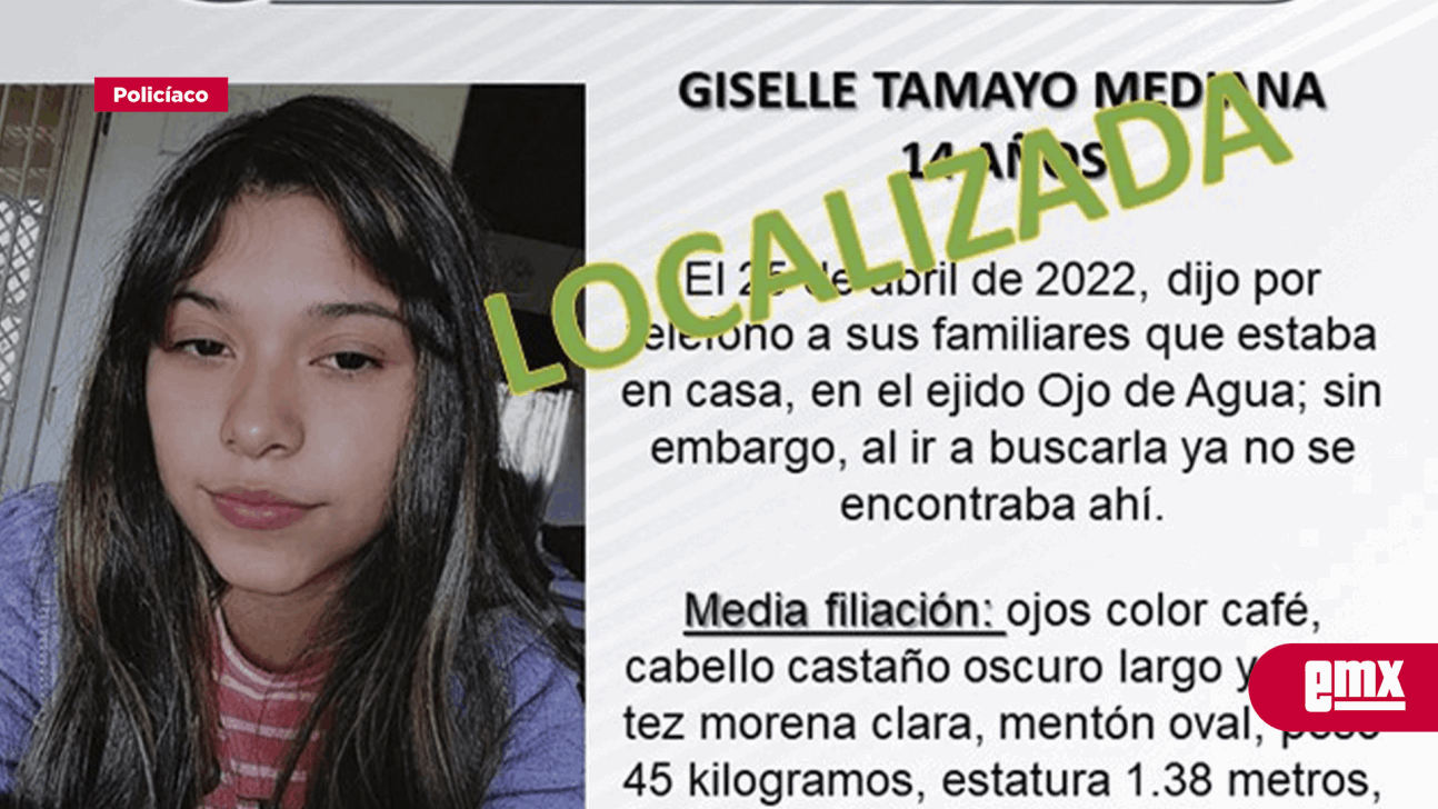 EMX-Localiza la FGE a Giselle Tamayo Medina de 14 años 