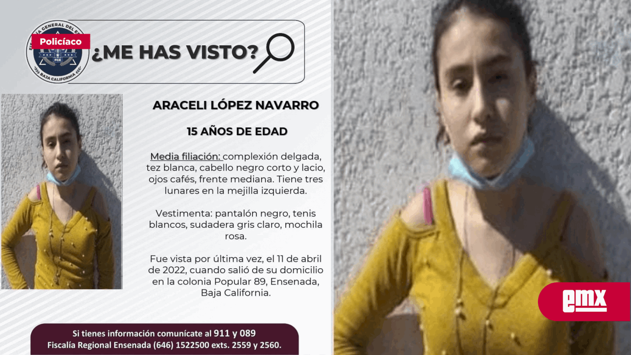 EMX-Se busca a Araceli López Navarro de 15 años