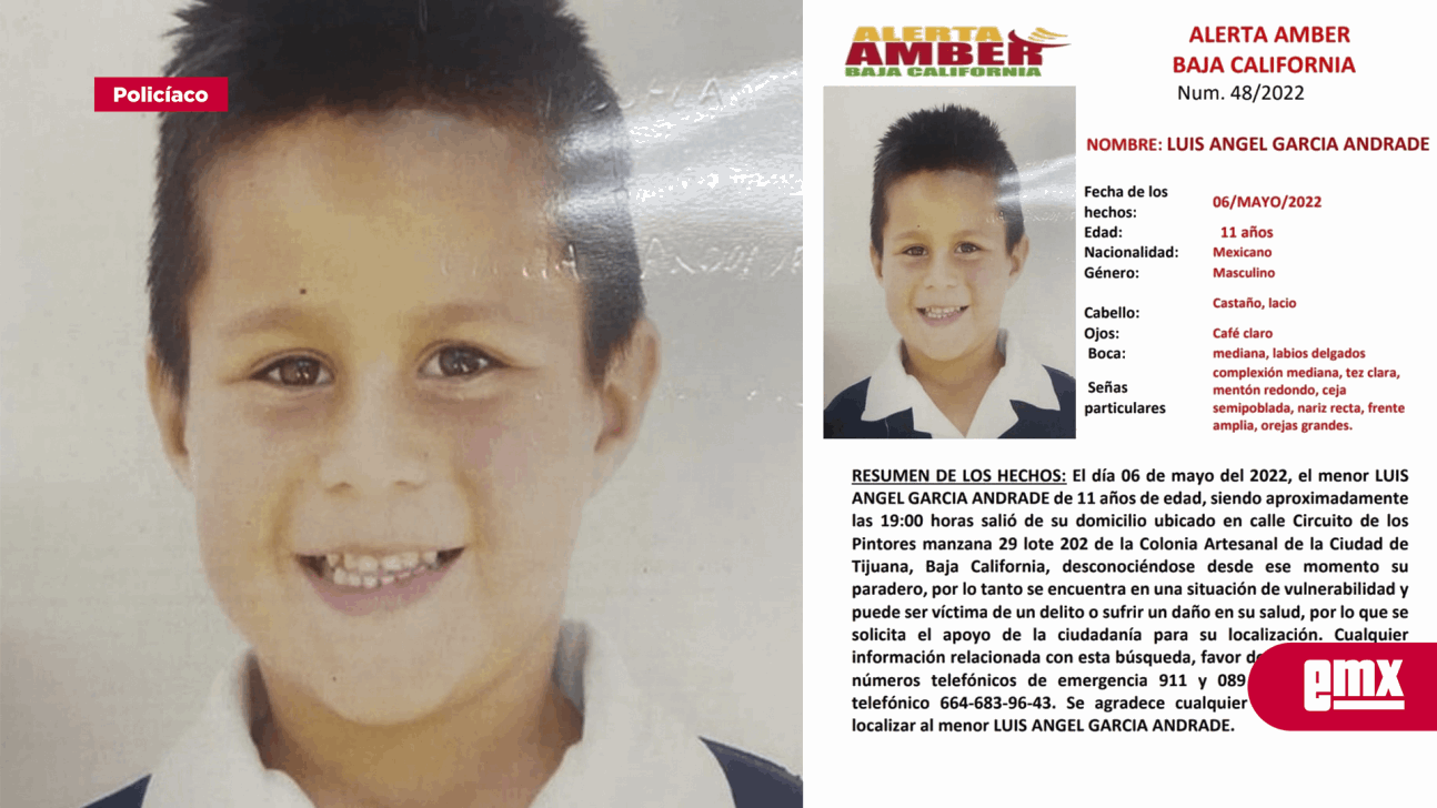 EMX-Activan Alerta Amber para Luis Ángel García Andrade 