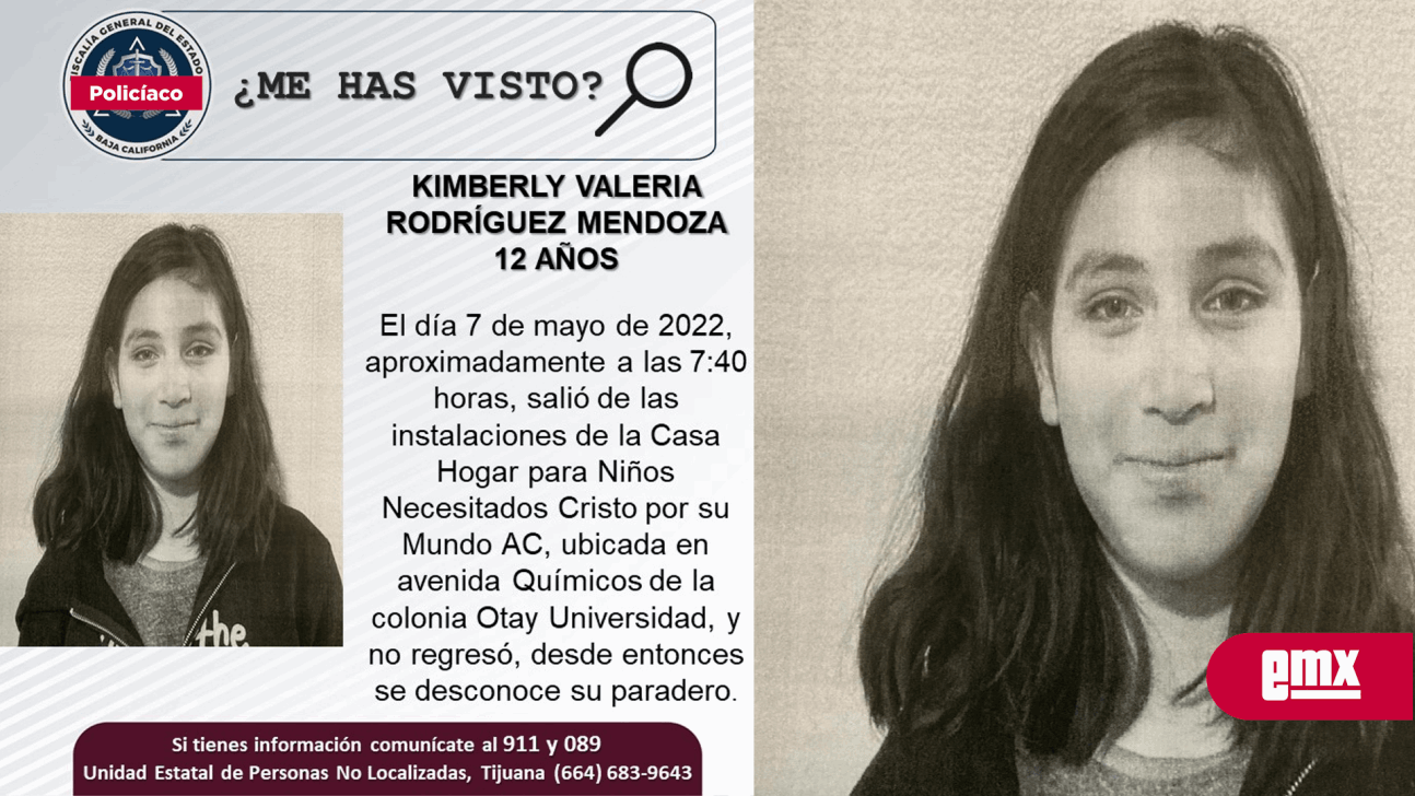 EMX-Se busca a Kimberly Valeria de 12 años