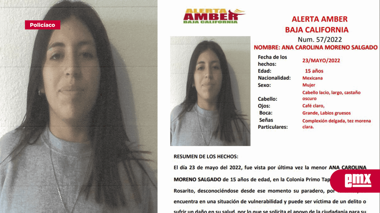 EMX-Activan alerta Amber para Ana Carolina Moreno Salgado 