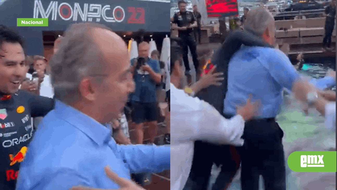 EMX-Checo Pérez junto con el ex presidente Felipe Calderón festejando el triunfo