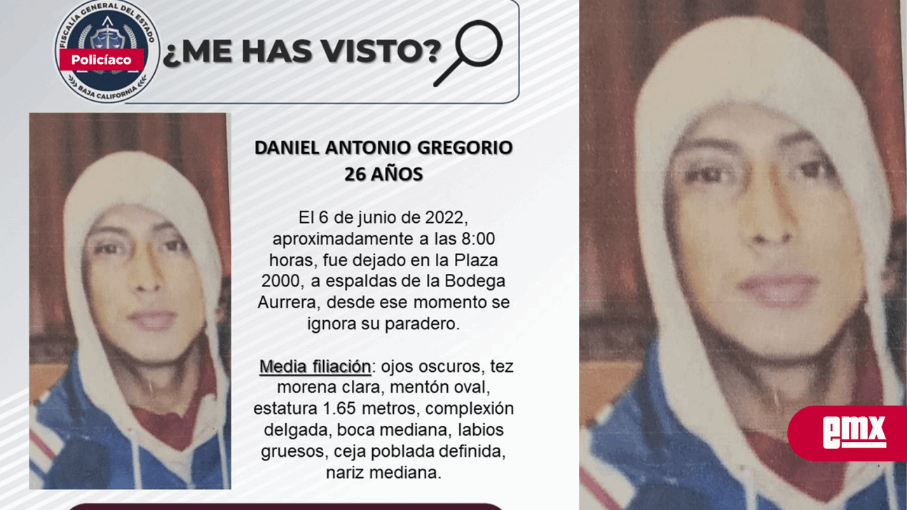 EMX-Pesquisa de hombre de 26 años, Daniel Antonio Gregorio