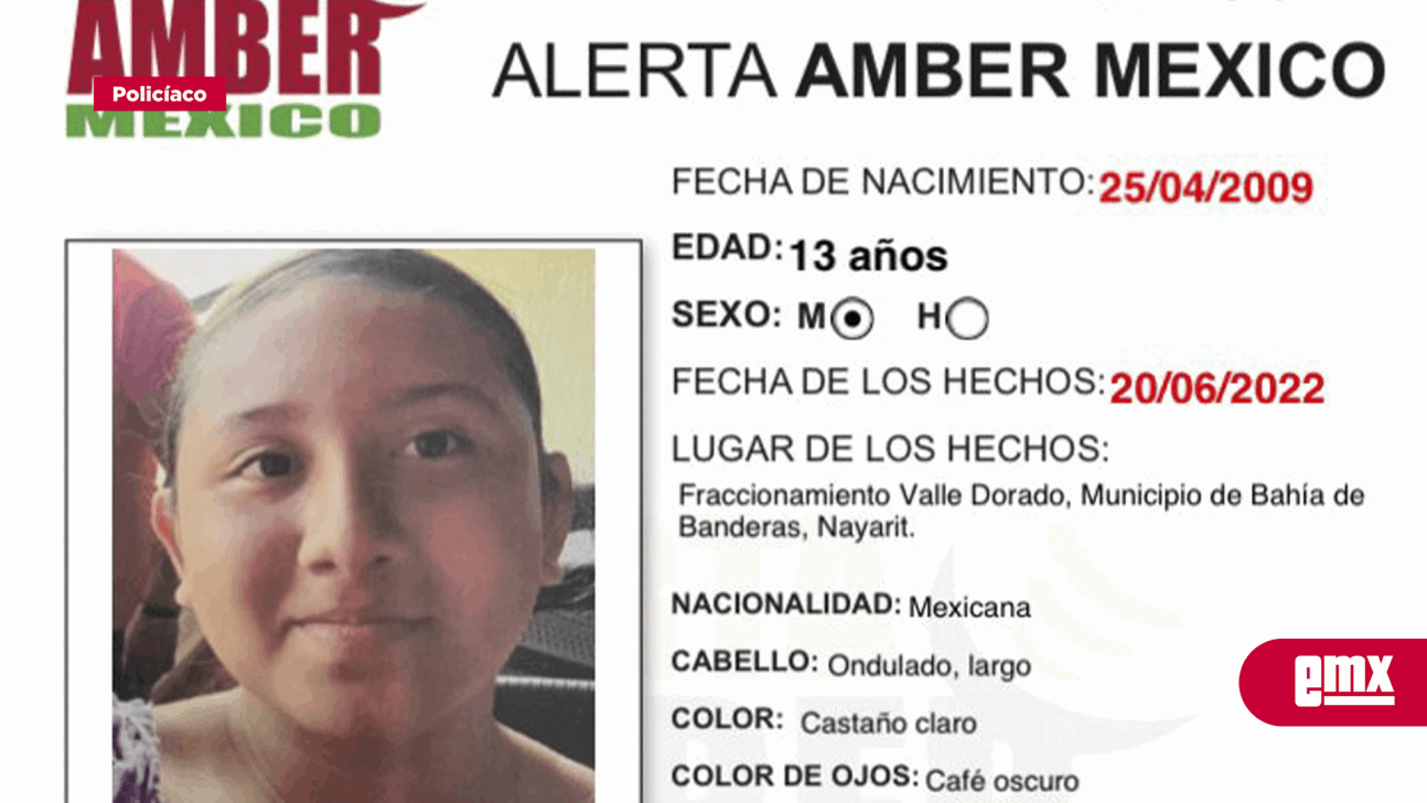 EMX-Activan alerta Amber para María Fernanda Ibarra Fernández 