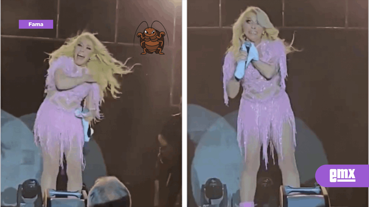 EMX-Yuri: Cucaracha se le sube a la cantante durante su concierto en Nuevo Laredo