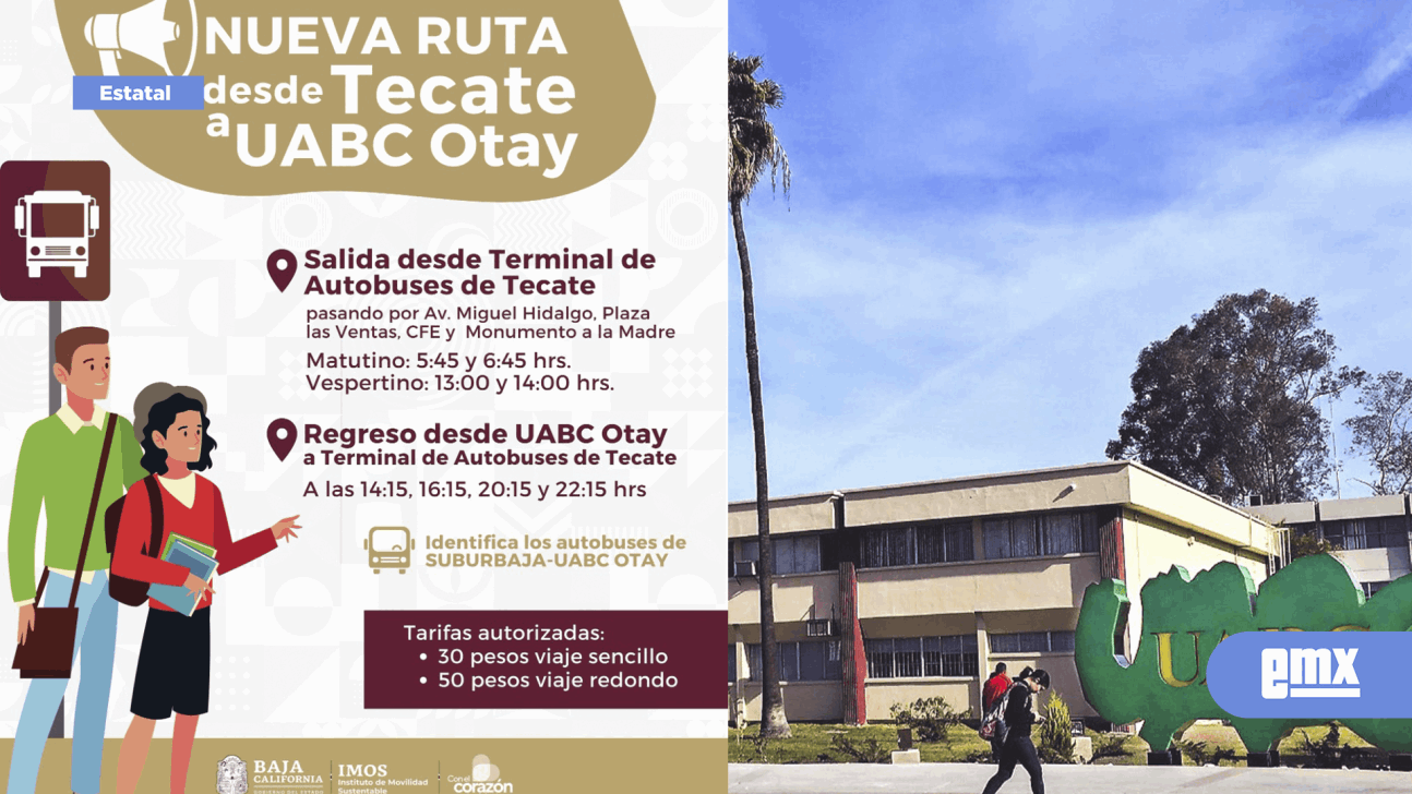 EMX-Anuncia IMOS nueva ruta Tecate a UABC Campus Otay 