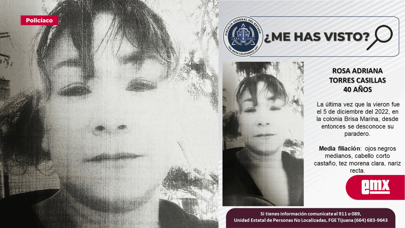 EMX-Se busca a Rosa Adriana Torres de 40 años