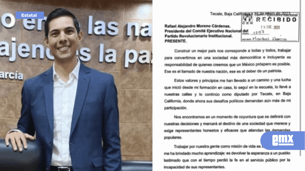 EMX-La carta de renuncia del diputado Roman Cota al PRI