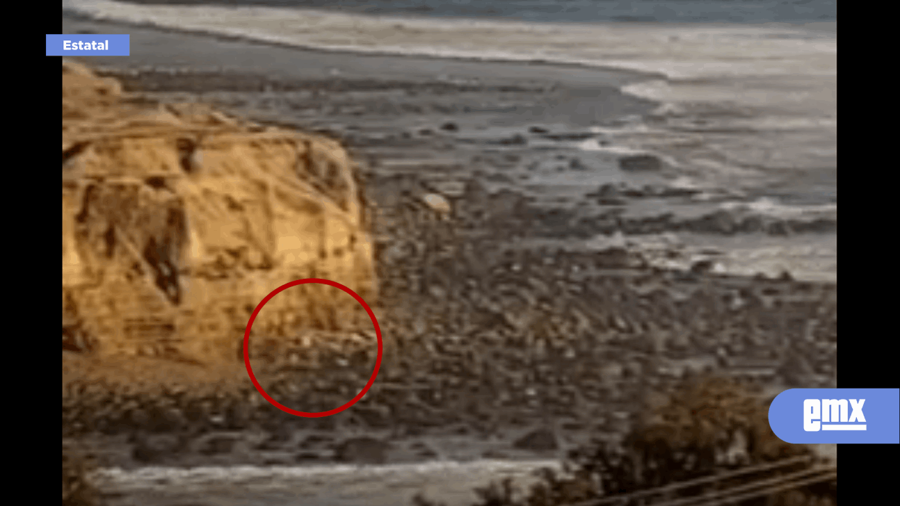 EMX-Algo misterioso se observa en este video que capta el momento en que este vehículo cae al acantilado de la playa frente a Manchuria, en El Sauzal, Ensenada, su conductor perdió la vida