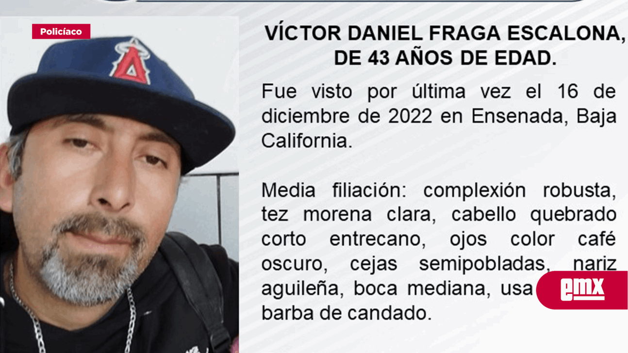 EMX-Buscan a Víctor Daniel Fraga de 43 años