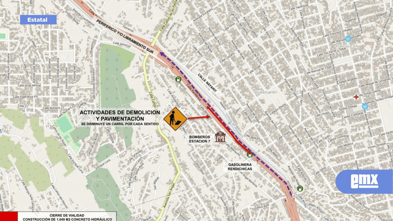 EMX-ANUNCIA AYUNTAMIENTO DE TIJUANA CIERRE PARCIAL POR CONSTRUCCIÓN DE RETORNO VIAL EN ROSAS MAGALLÓN