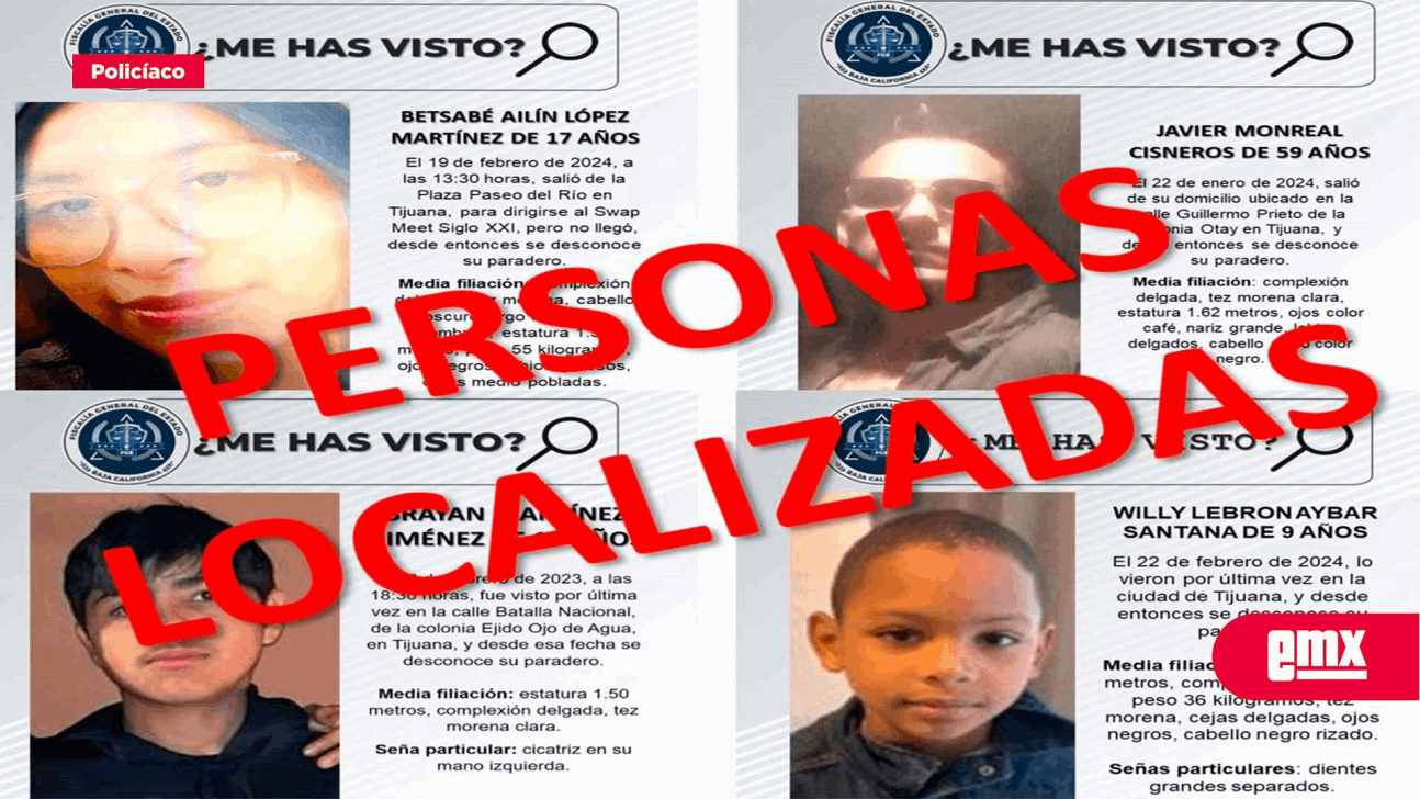 EMX-Localiza FGE a cuatro personas reportadas como desaparecidas