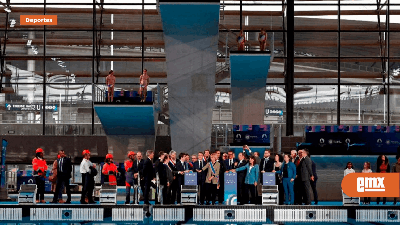 EMX-Clavadista se resbala del trampolín en inauguración de alberca olímpica para Paris 2024