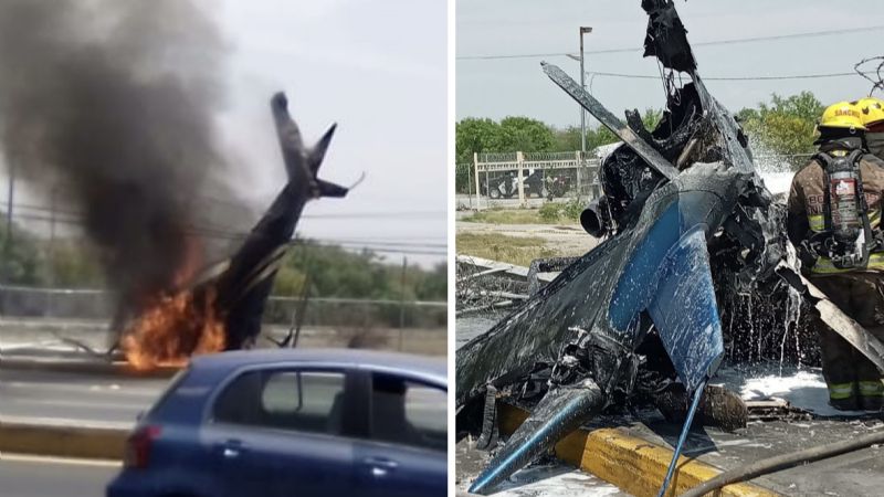 EMX-Se desploma helicóptero en Apodaca