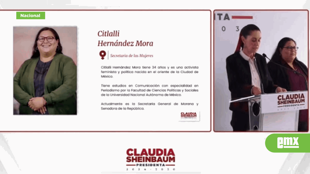 EMX-Claudia Sheinbaum nombra a Citlalli Hernández titular de la Secretaría de las Mujeres