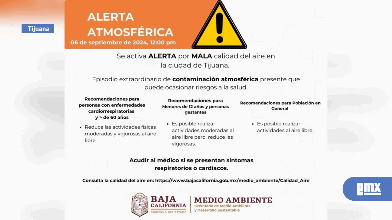 EMX-SE ACTIVA FASE DE ALERTA EN TIJUANA POR MALA CALIDAD DEL AIRE