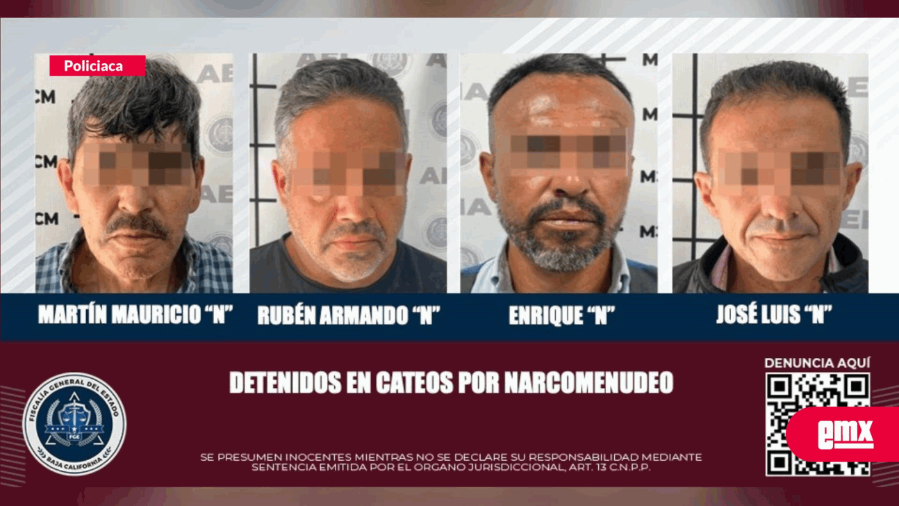 EMX-Detiene la FGE a cuatro sujetos durante cateos por narcomenudeo