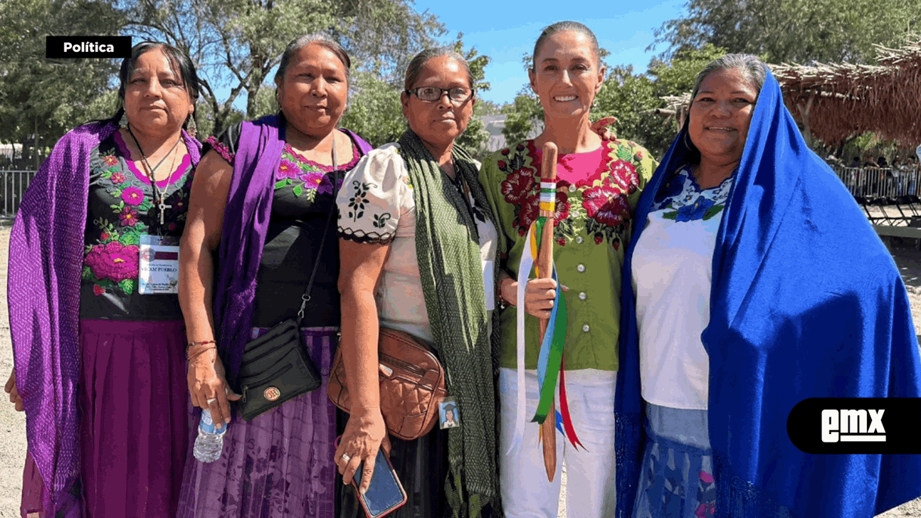 EMX-CLAUDIA SHEINBAUM PARDO….mujeres del pueblo Yaqui de Sonora le entregan bastón de mando