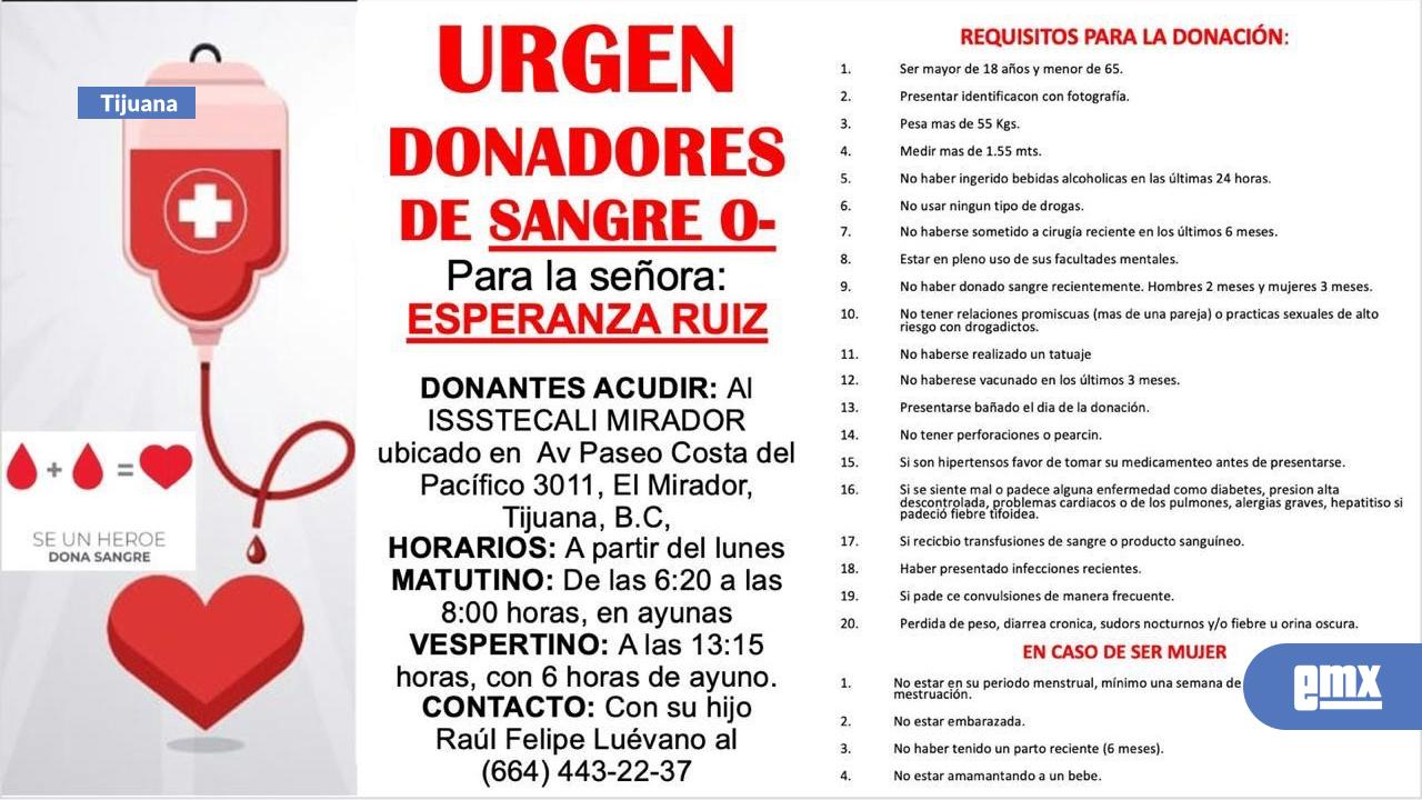 EMX-Solicitan-donadores-de-sangre-tipo-O--para-Esperanza-Ruiz