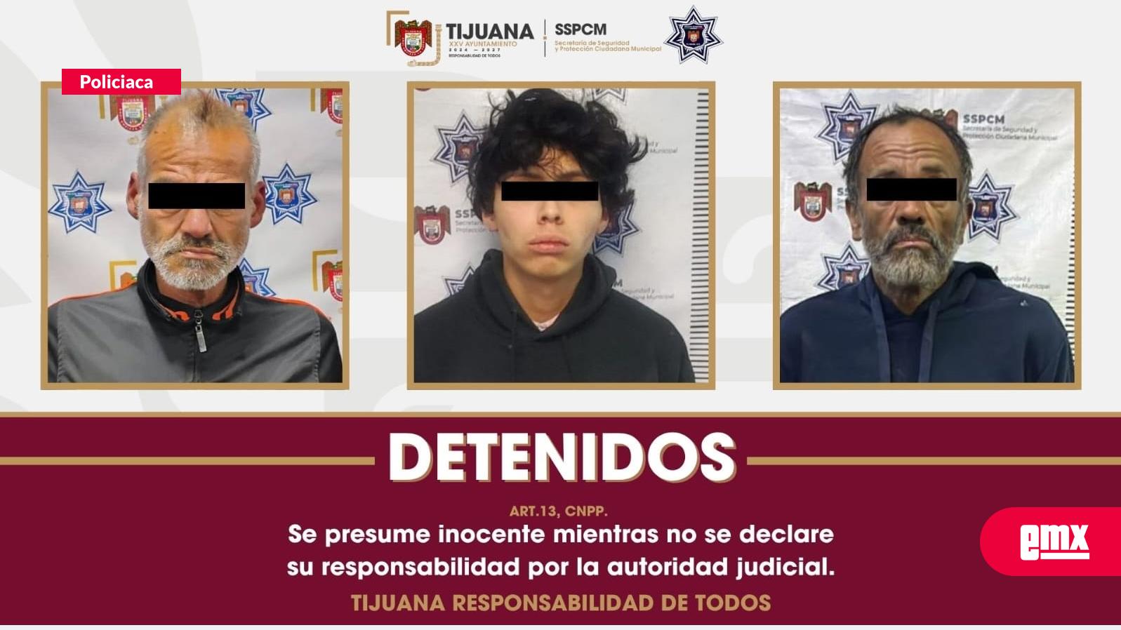 EMX-Detiene Policía Municipal de Tijuana a tres personas por delitos contra la salud