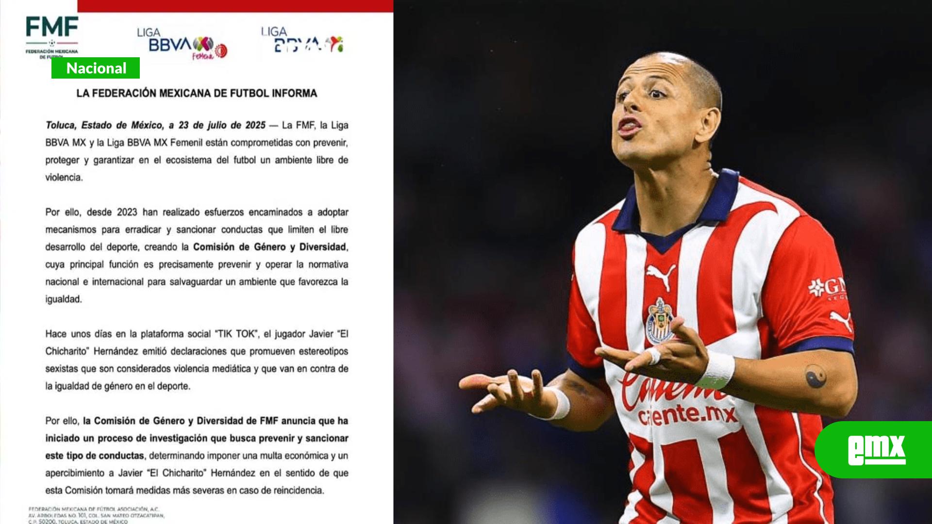 EMX-FMF-sanciona-a-Chicharito-por-comentarios-sexistas;-recibe-multa-y-advertencia-oficial