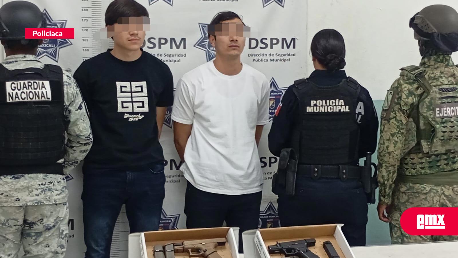 EMX-DETIENEN A DOS CON ARMAS Y AUTO CON REPORTE DE ROBO EN RESIDENCIAL