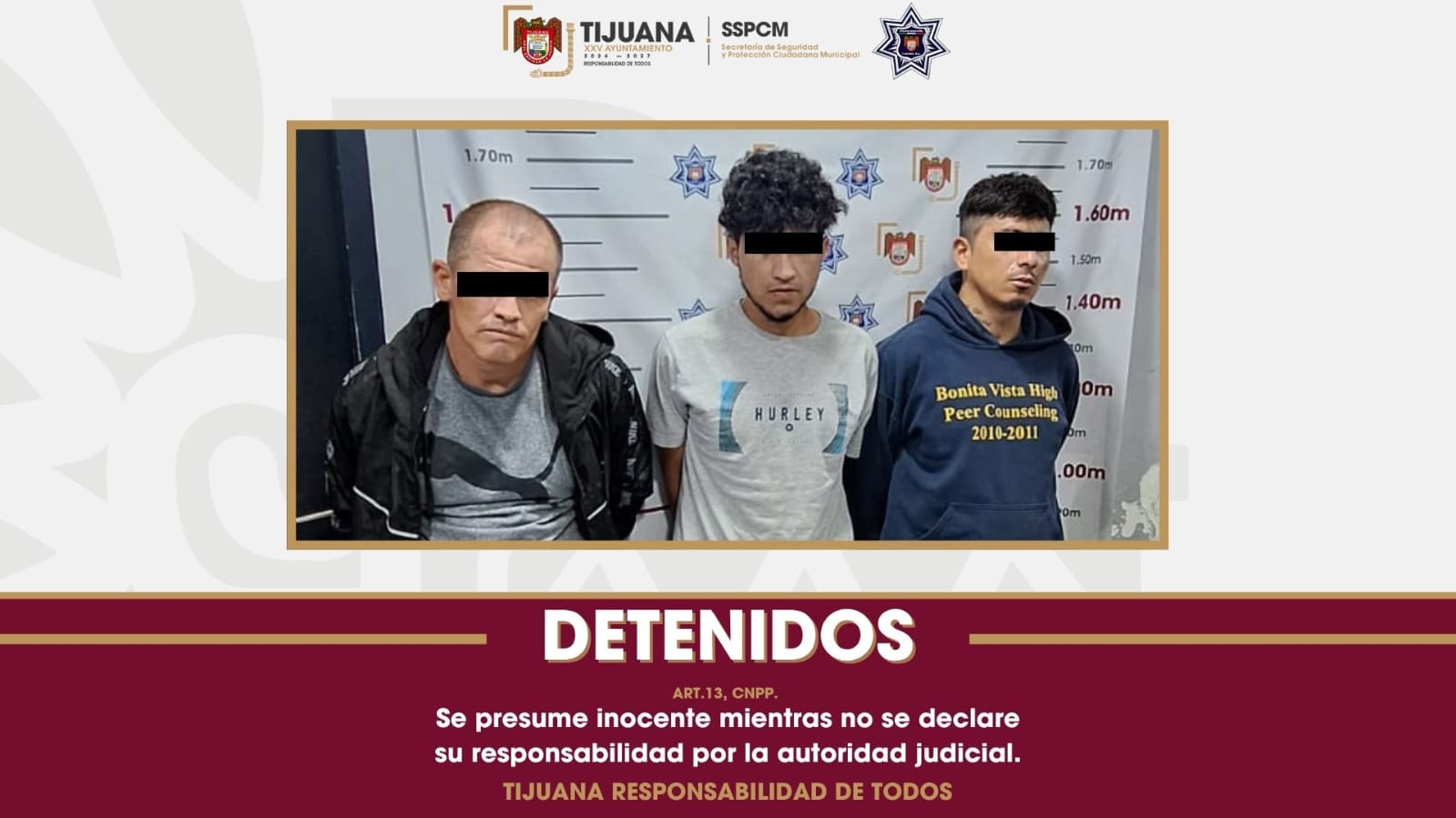 EMX-Detiene Policía Municipal de Tijuana a tres sujetos por robo con violencia a casa habitación