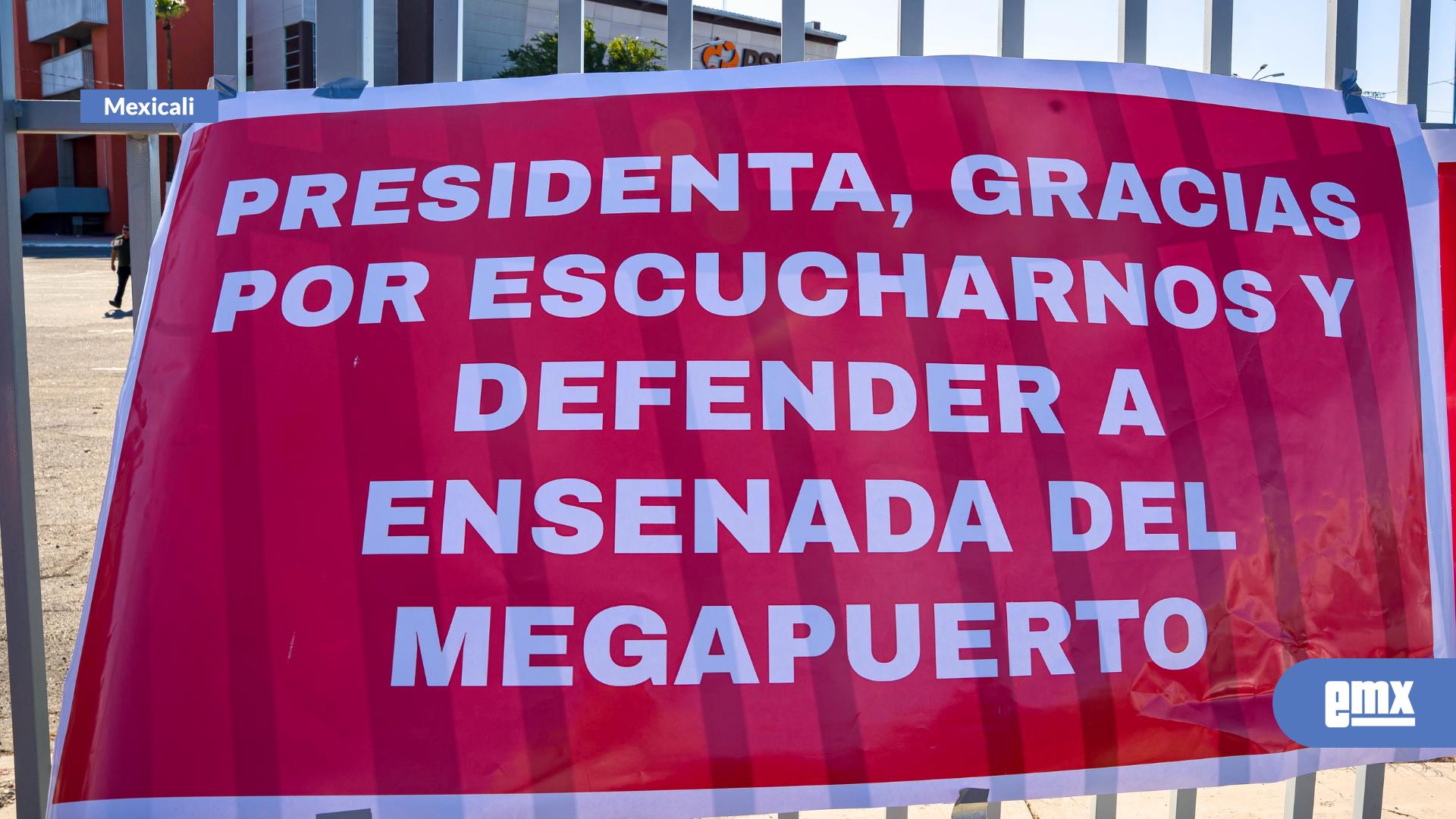 EMX-Protestan-en-Mexicali-contra-ampliación-del-puerto-en-El-Sauzal,-previo-a-visita-de-Claudia-Sheinbaum