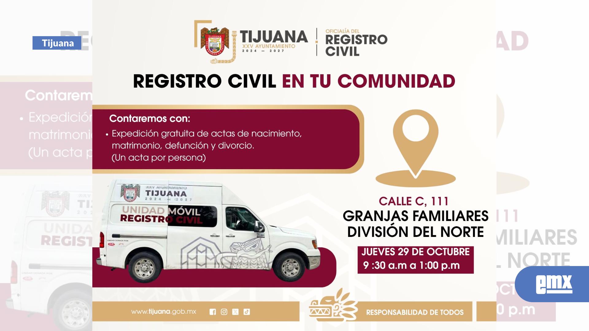 EMX-Llevará Oficialía del Registro Civil servicio gratuito de expedición de actas a colonia Granjas Familiares