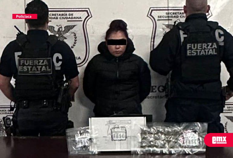 EMX-Cae-"tiradora"-con-arma-de-fuego-y-drogas