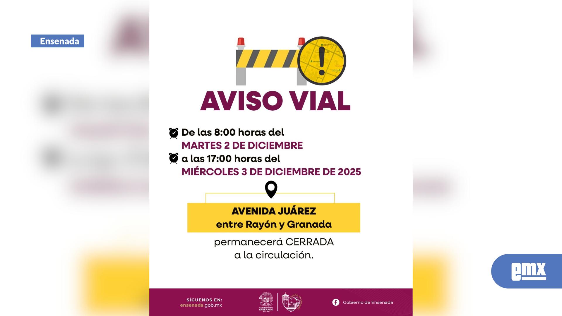 EMX-Anuncia Gobierno de Claudia Agatón cierre temporal en la Juárez por inicio de trabajos previos a la rehabilitación con concreto hidráulico