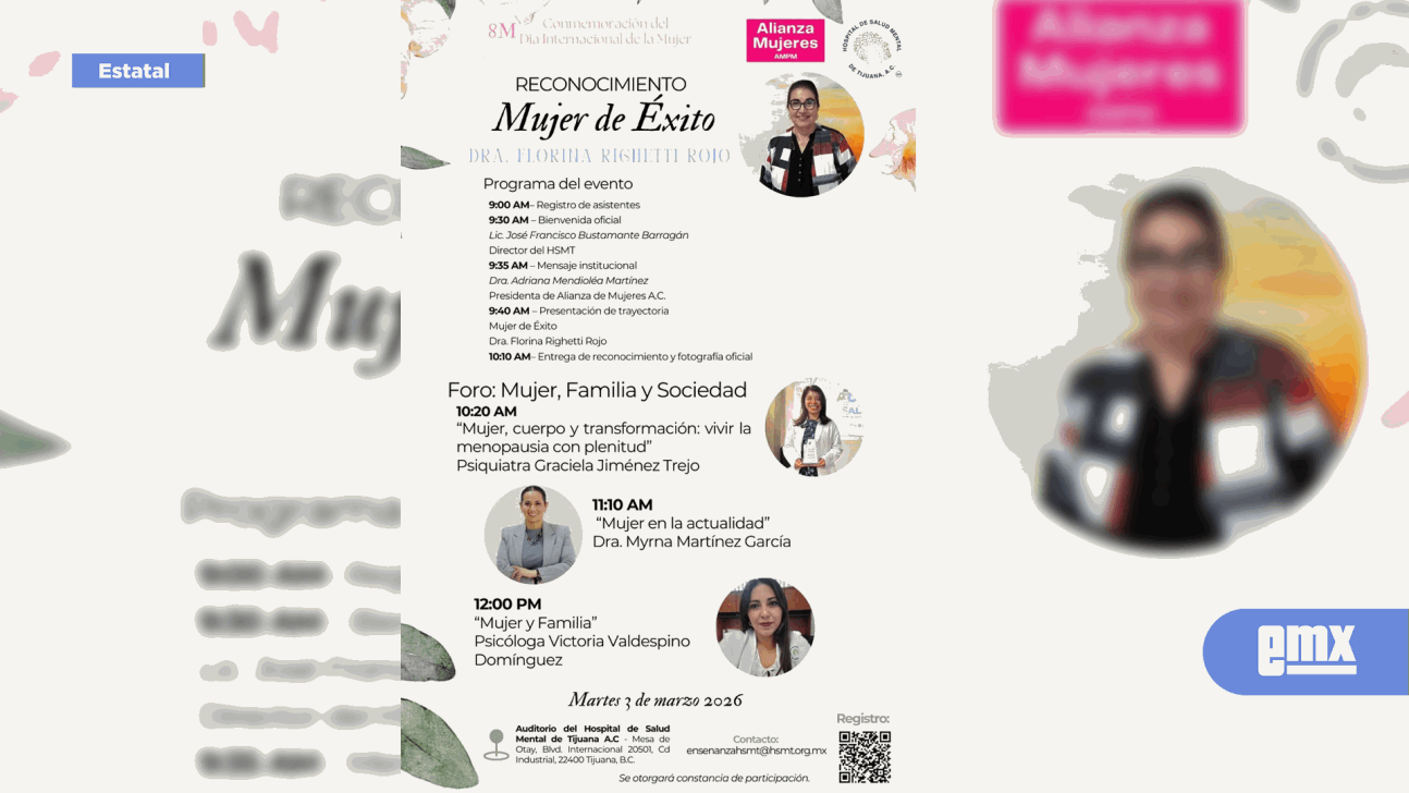 EMX-Anuncia el Hospital de Salud Mental foro en el marco del 8M: “Mujer de éxito”