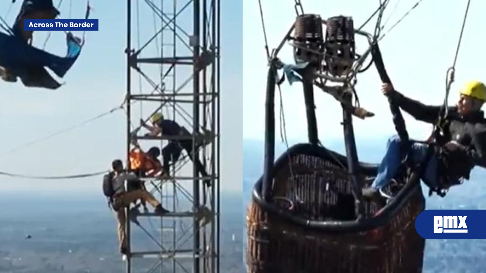 EMX-Globo-choca-con-torre-en-Texas,-bomberos-rescatan-a-dos-personas-en-peligrosa-operación-|-VIDEO