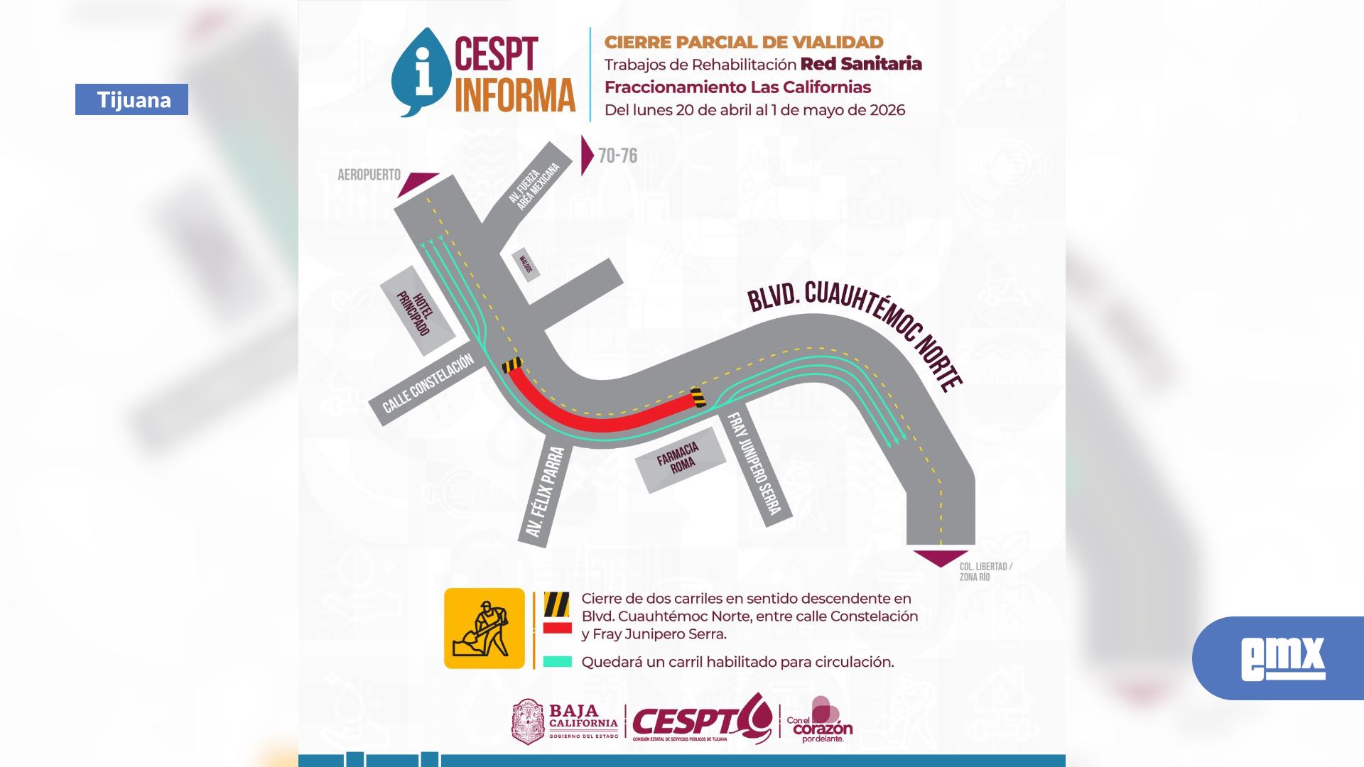 EMX-CESPT-anuncia-cierre-parcial-en-bulevar-Cuauhtémoc-Norte-por-obras-de-drenaje