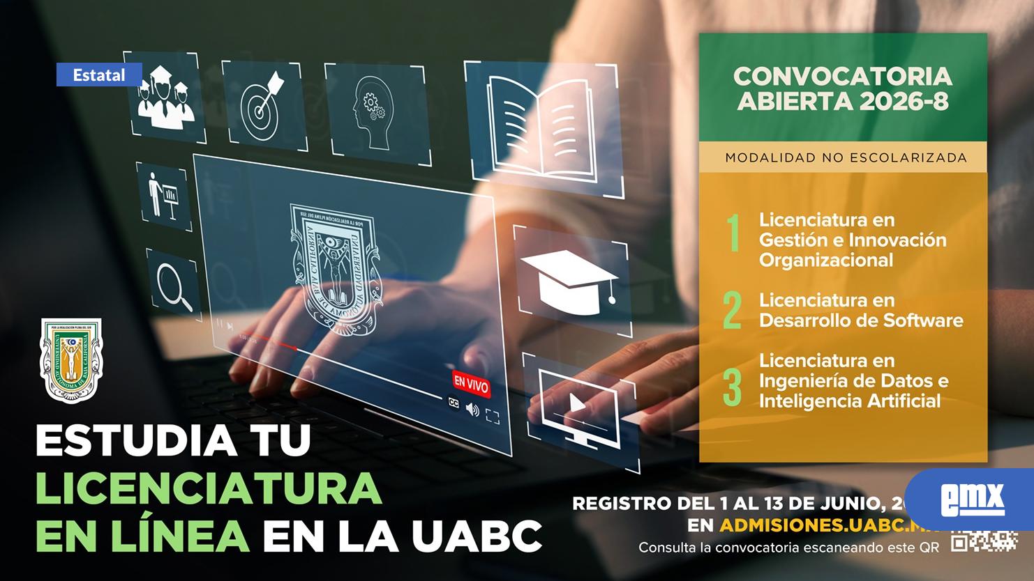 EMX-UABC abre convocatoria 2026-8 para licenciaturas en modalidad no escolarizada