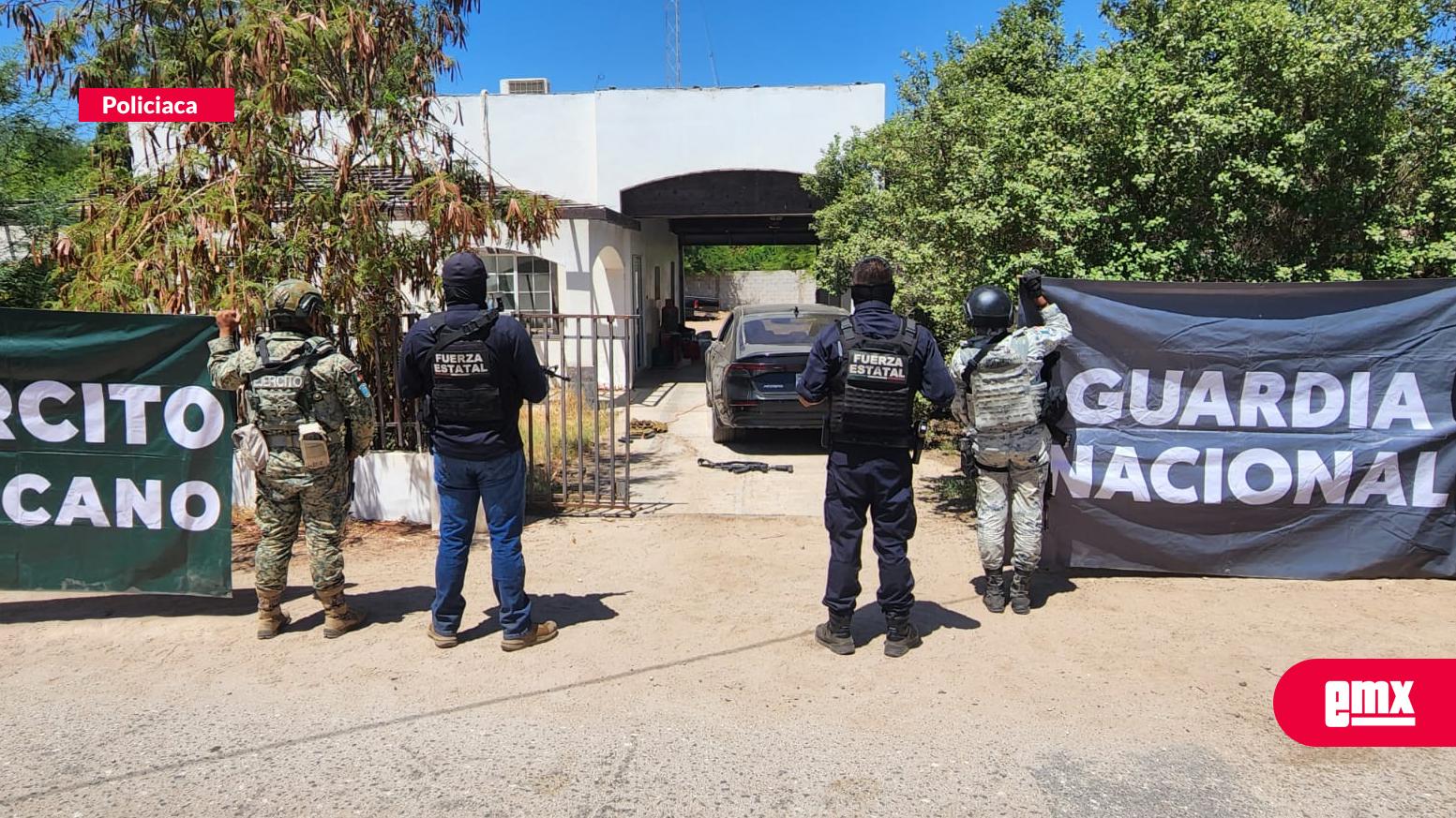 EMX-Aseguran inmueble con armas, cargadores y vehículos robados en el Valle de Mexicali