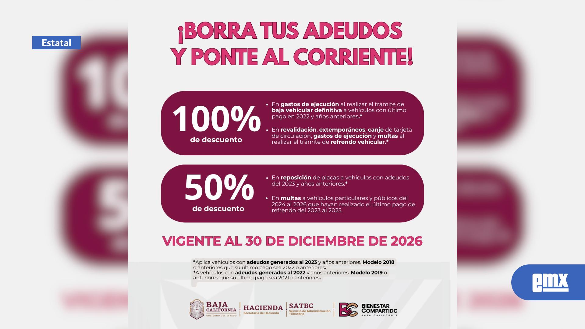 EMX-Condona Gobierno B.C. adeudos vehiculares del año 2023 y anteriores